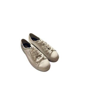 Keds Womens White Leather platform Lace-Up Sneakers Casual Style 8.5